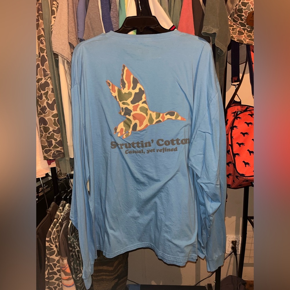 Struttin’ Cotton Blue Long Sleeve Tee